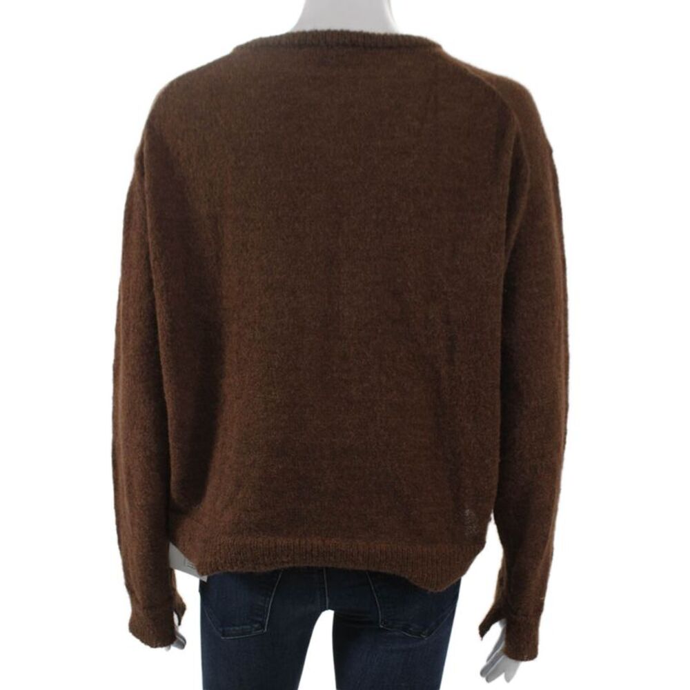 Zara Women Brown V-Neck Long Sleeve Cardigan Polyester Solid Fall Size L - Picture 3 of 6
